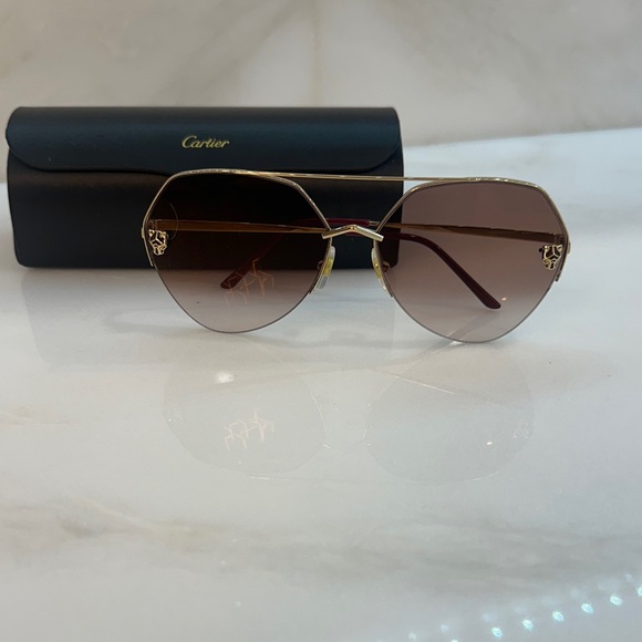 Cartier Gold Frame Sunglasses with Brown Gradient Lenses